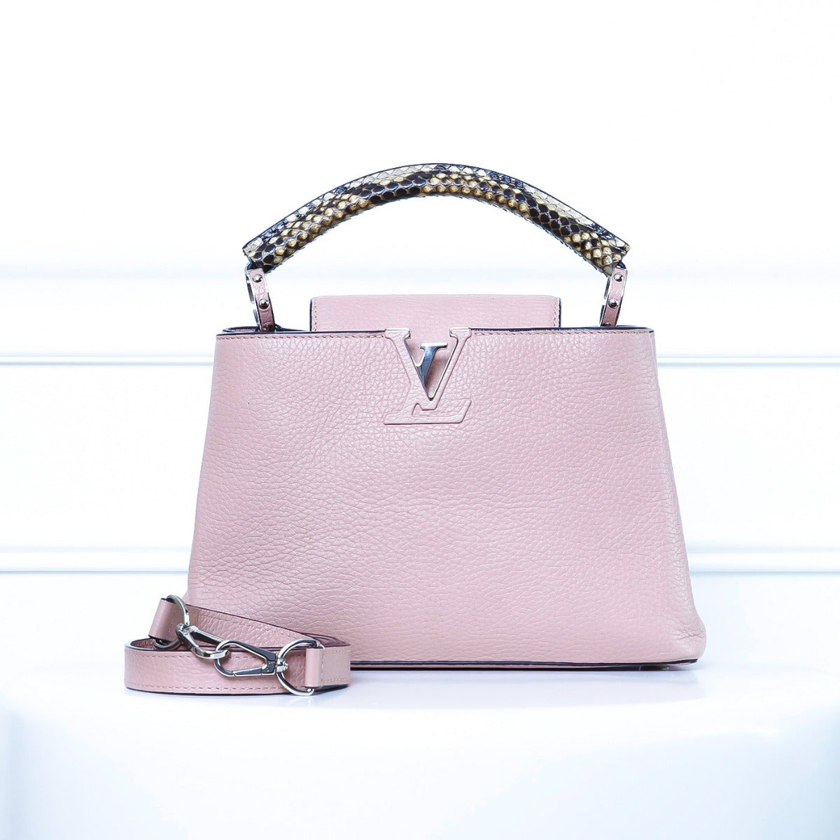 Louis Vuitton Light Pink with Python Handle Capucines BB