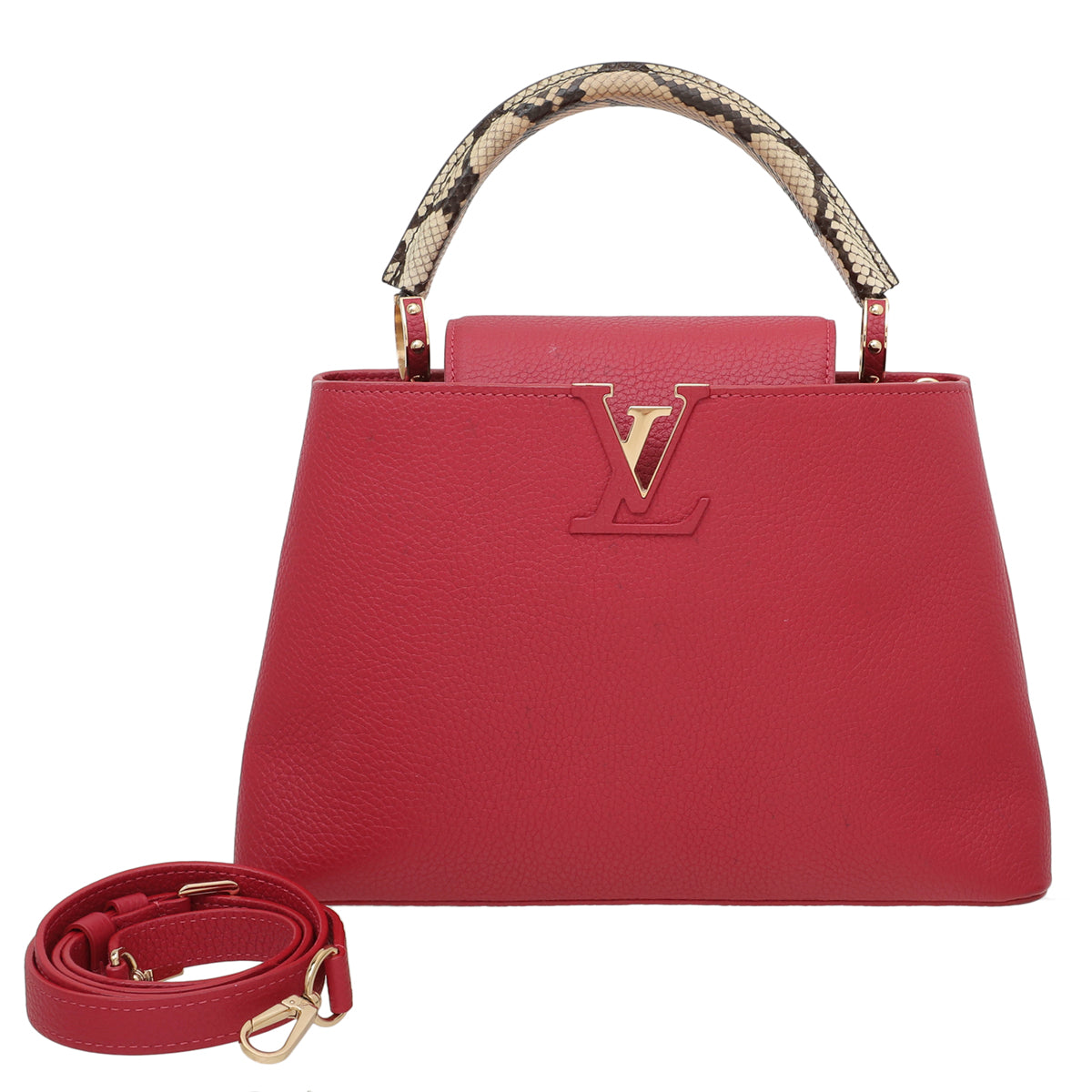 Louis Vuitton Red Natural Ayers Capucines PM Handle Bag-Louis Vuitton-THE CLOSET