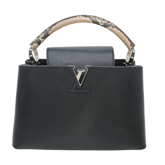 Louis Vuitton Black Capucines Python Handle MM Bag