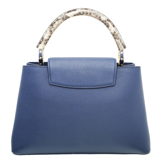 Louis Vuitton Navy Blue Capucines Python Handle Bag