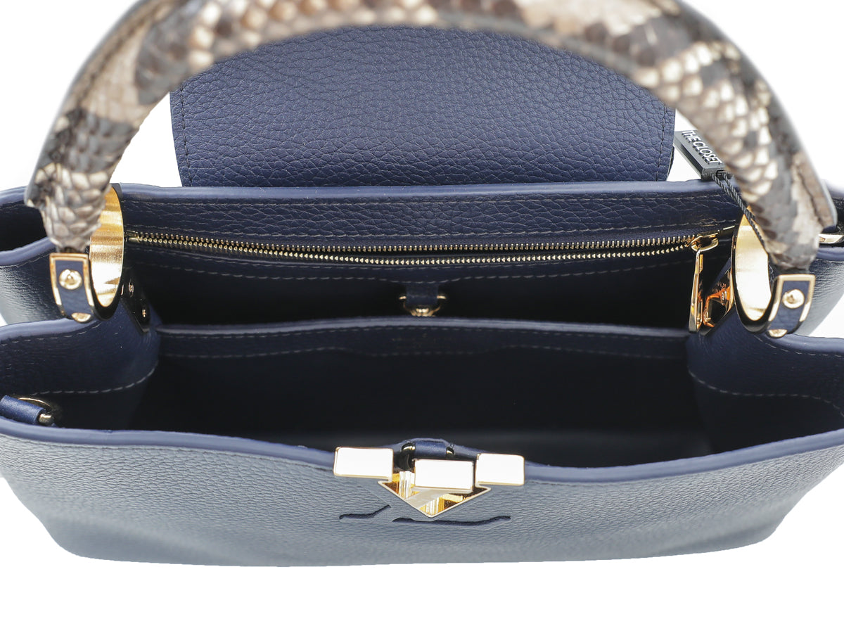 Louis Vuitton Navy Blue Capucines Python Handle Bag-Louis Vuitton-THE CLOSET