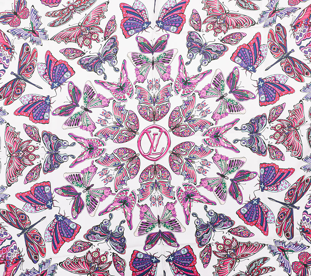 Louis Vuitton Pink Multicolor Carre World Of Love Butterfly Square Scarf-Louis Vuitton-THE CLOSET