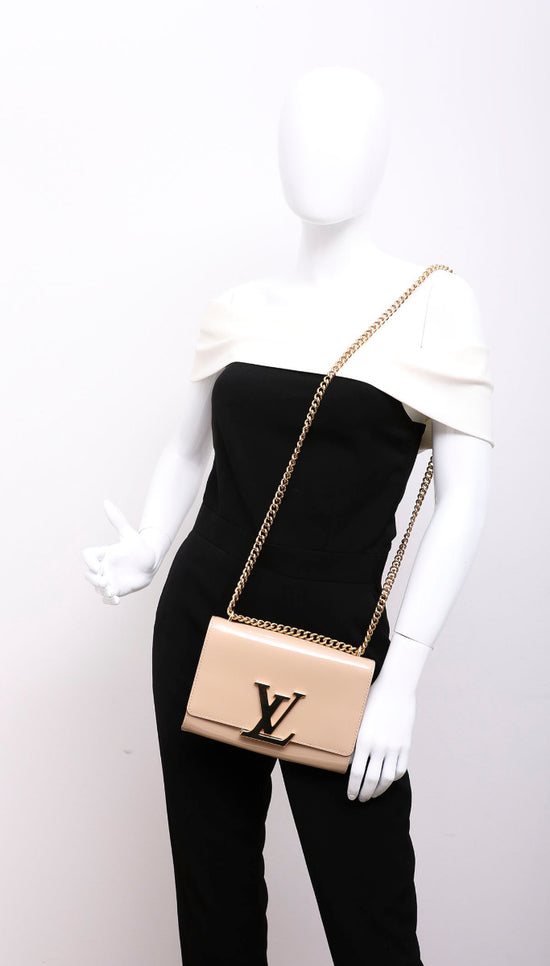 Louis Vuitton Chain Louise GM Leather Shoulder Bag Beige