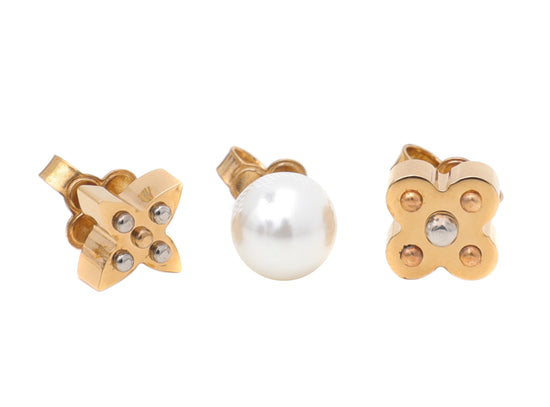 Louis Vuitton White Charmy Pearl Earring Studs