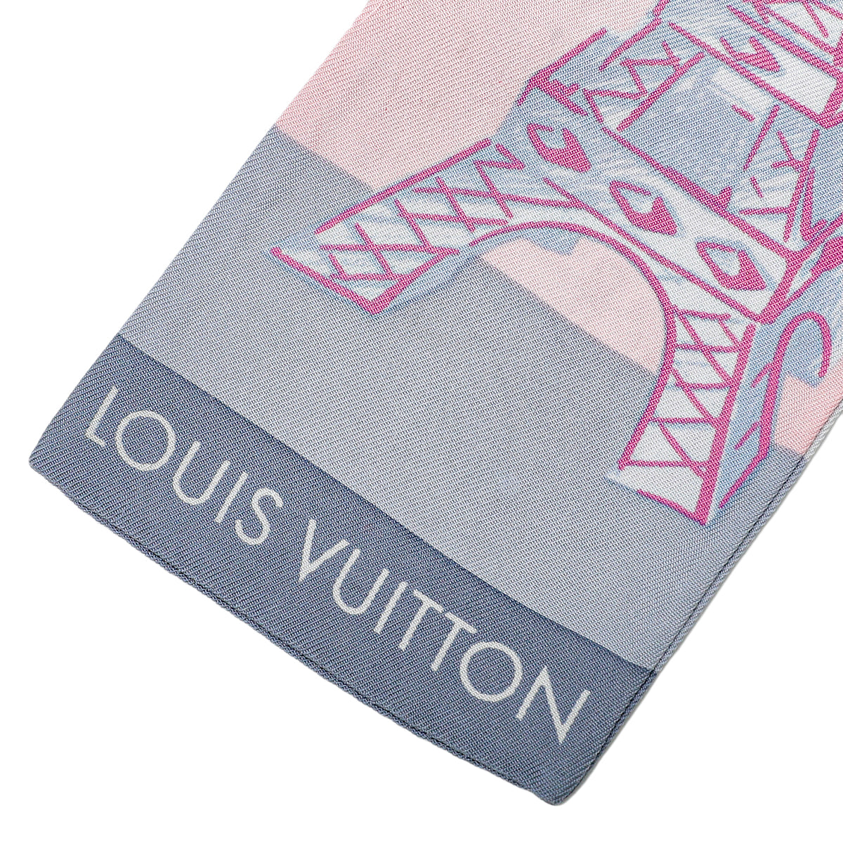 Louis Vuitton Bleu Ciel Chess Bandeau Silk Twilly