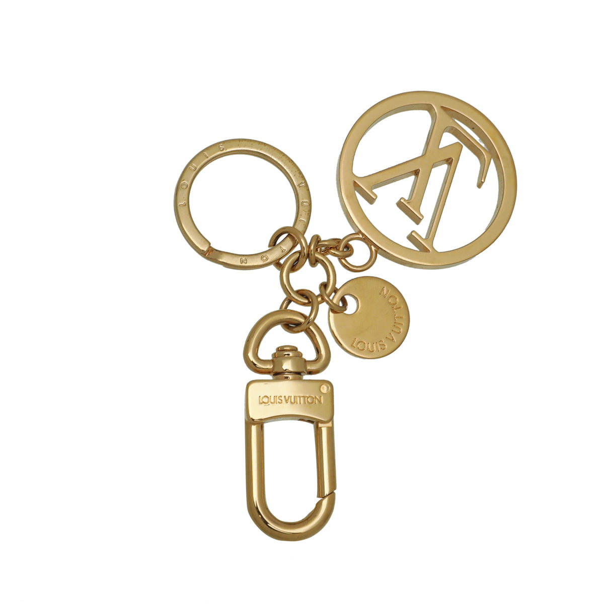 Louis Vuitton Gold Finish Circle Key Holder Bag Charm-Louis Vuitton-THE CLOSET