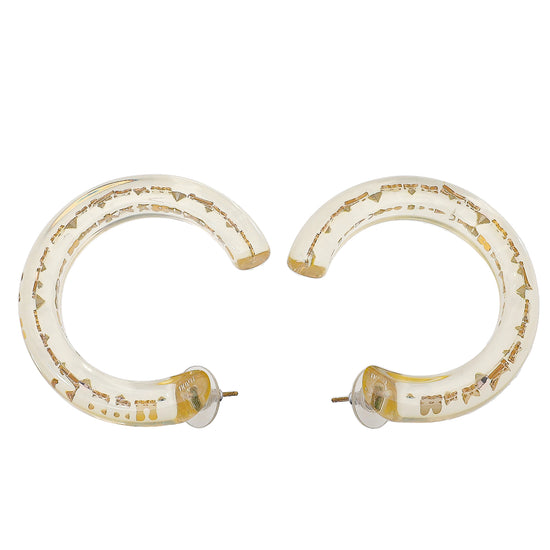 Louis Vuitton Clear Resin Monogram Inclusion Hoop Earrings