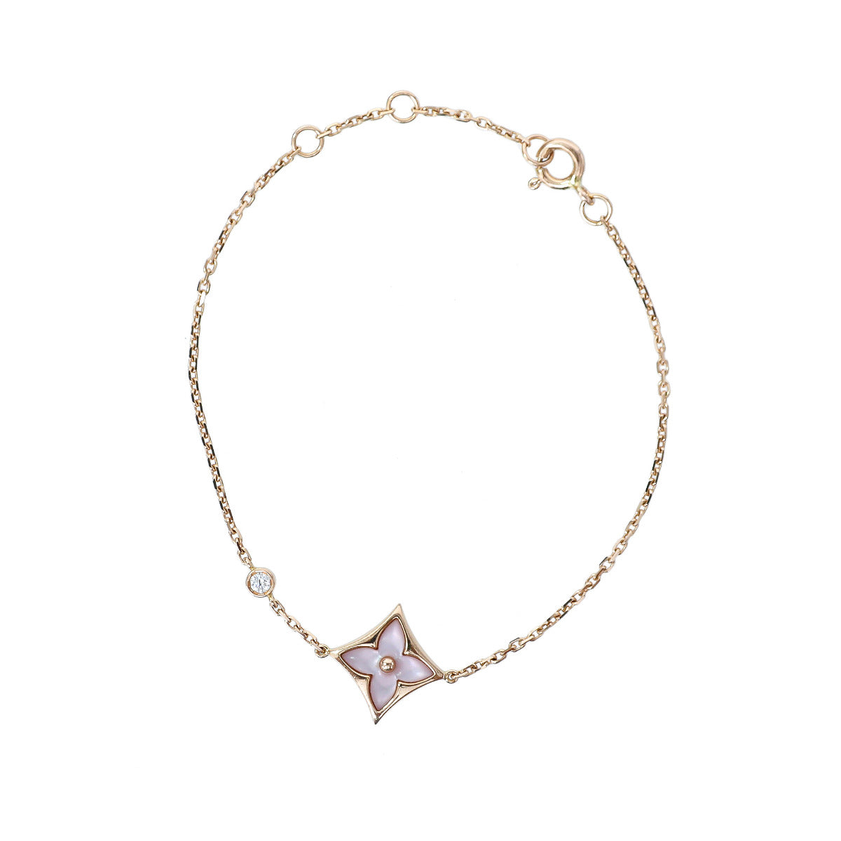 Louis Vuitton 18K Diamond Mother of Pearl Opal Blossom Charm Bracelet