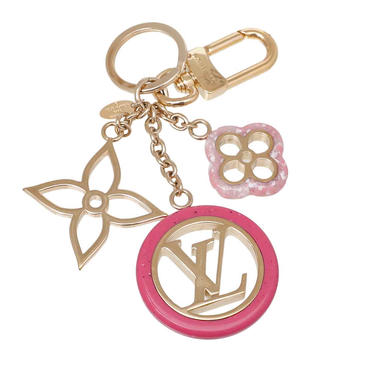 Shop LV Pink Gold Wristlet Keychain