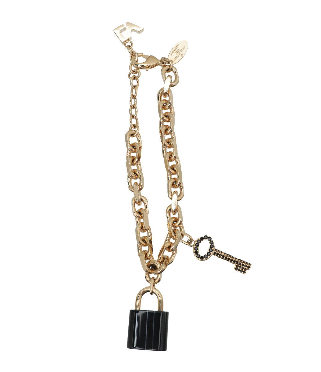 Louis Vuitton Bicolor Crystal Key Padlock Chain Bracelet-Louis Vuitton-THE CLOSET