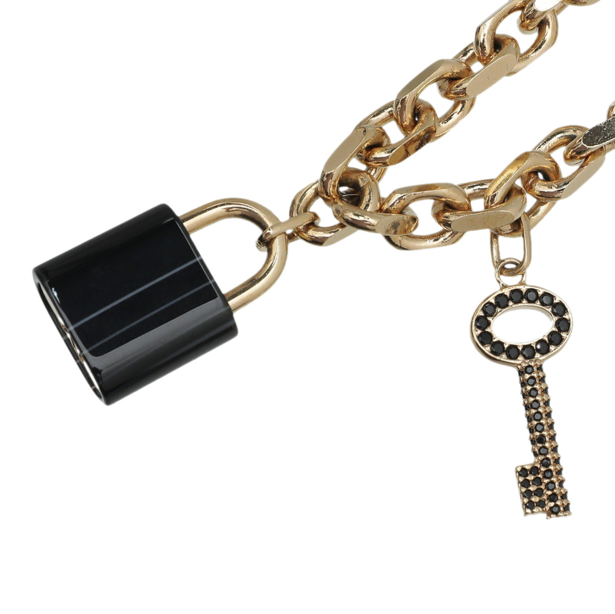 Louis Vuitton Bicolor Crystal Key Padlock Chain Bracelet-Louis Vuitton-THE CLOSET