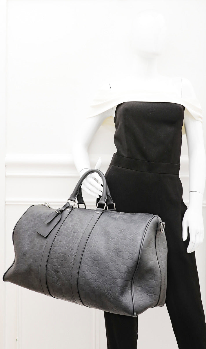 Louis Vuitton Black Damier Infini Keepall Bandouliere 45 Bag-Louis Vuitton-THE CLOSET