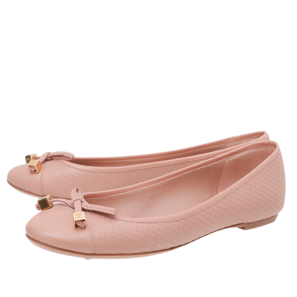 Louis Vuitton Beige Damier Embossed Debbie Ballet Flats 38-Louis Vuitton-THE CLOSET