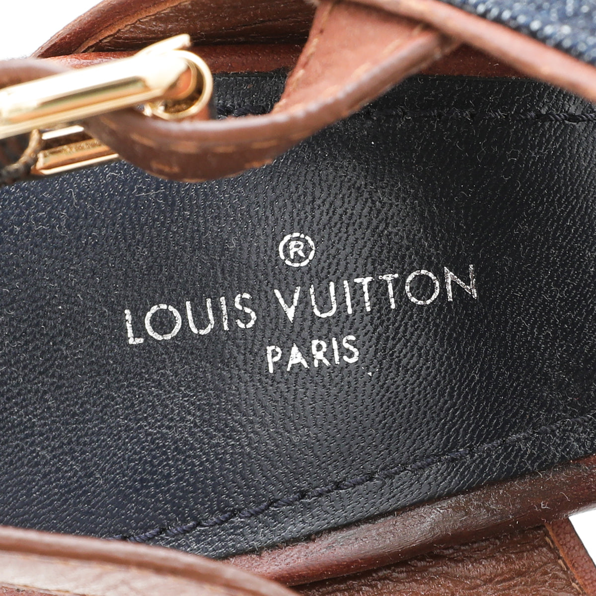 Louis Vuitton Waterfall Wedge Sandals in Navy Monogram Denim and Calfskin  Trim Size 37 GHW