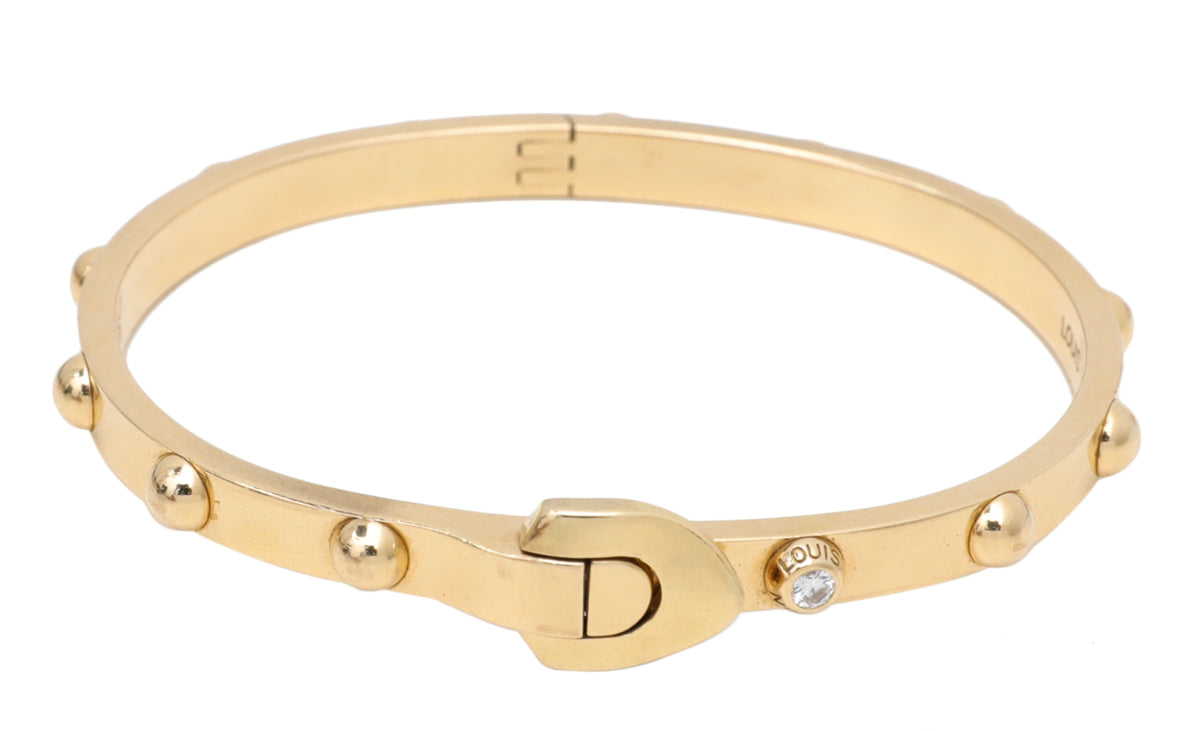 Louis Vuitton 18K Gold Diamond Clous Bangle Bracelet
