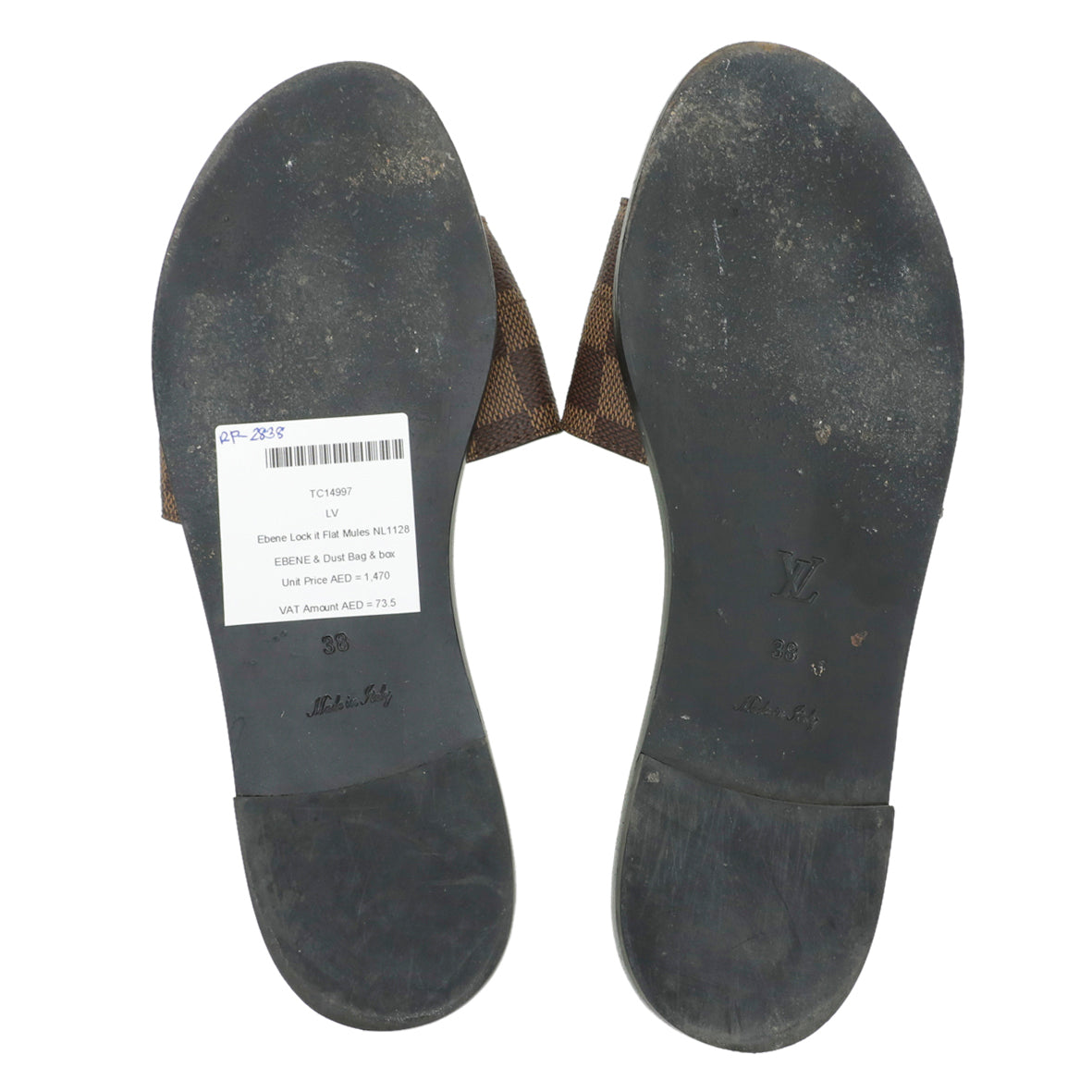 Louis Vuitton Ebene Lock It Flat Mules 38-Louis Vuitton-THE CLOSET