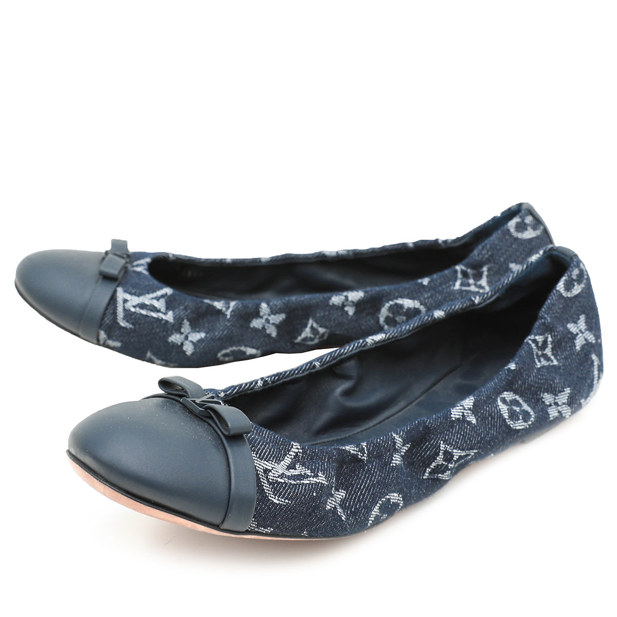 Louis Vuitton Navy Blue Monogram Denim Elba Elastic Ballerina Flats 41-Louis Vuitton-THE CLOSET