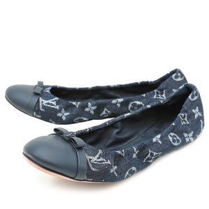 Louis Vuitton Navy Blue Monogram Denim Elba Flats 41