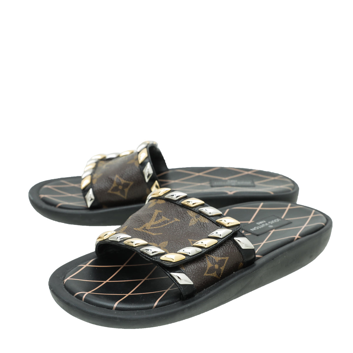 Louis Vuitton Monogram Black Eldorado Slide Mules 36-Louis Vuitton-THE CLOSET
