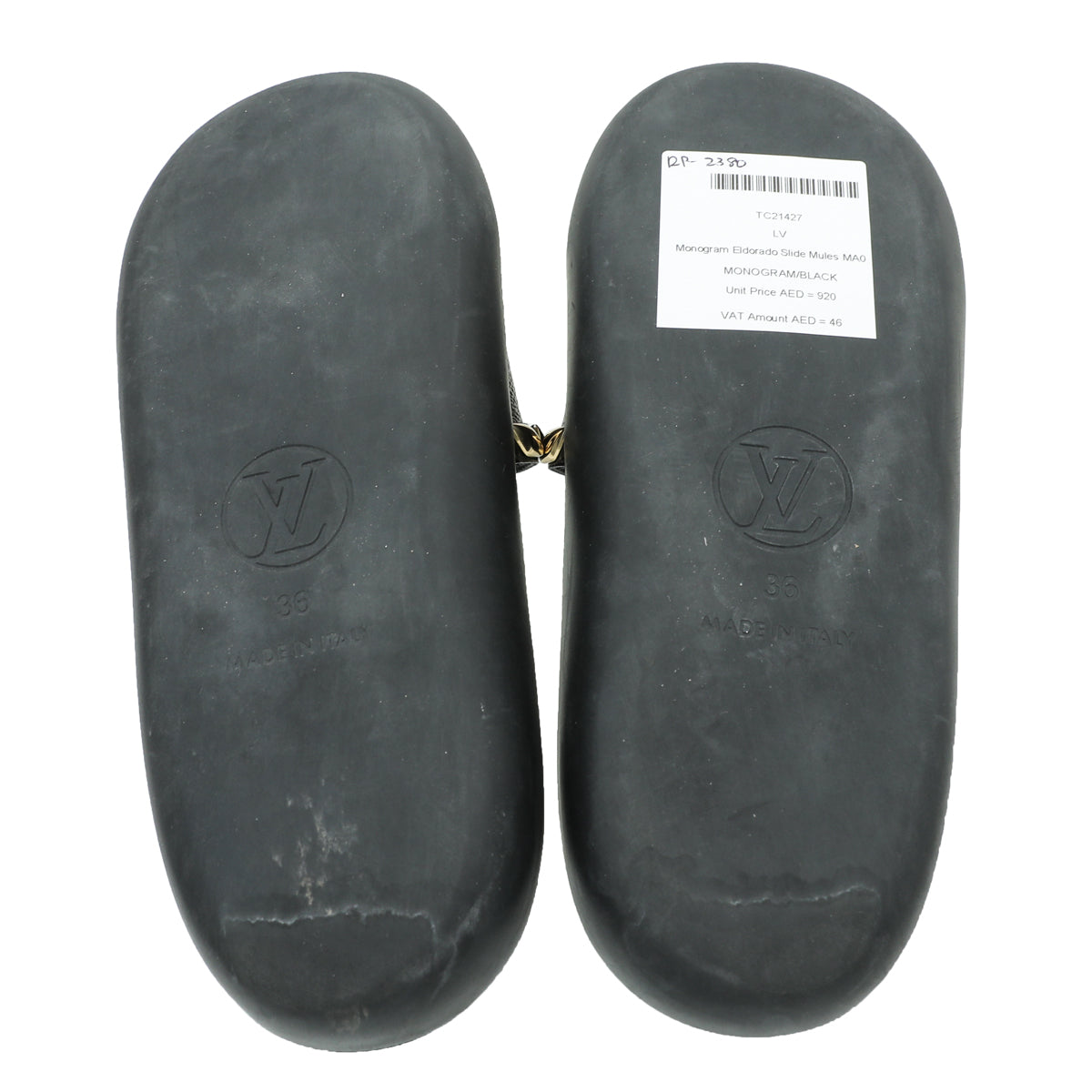 Louis Vuitton Monogram Black Eldorado Slide Mules 36-Louis Vuitton-THE CLOSET