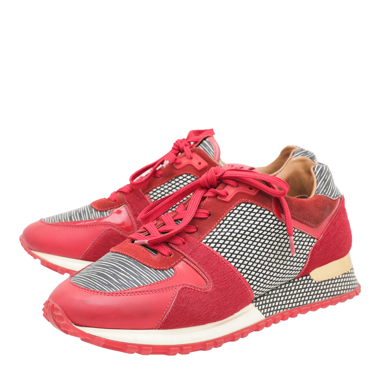 Louis Vuitton Red textile Run Away Sneaker 38.5-Louis Vuitton-THE CLOSET
