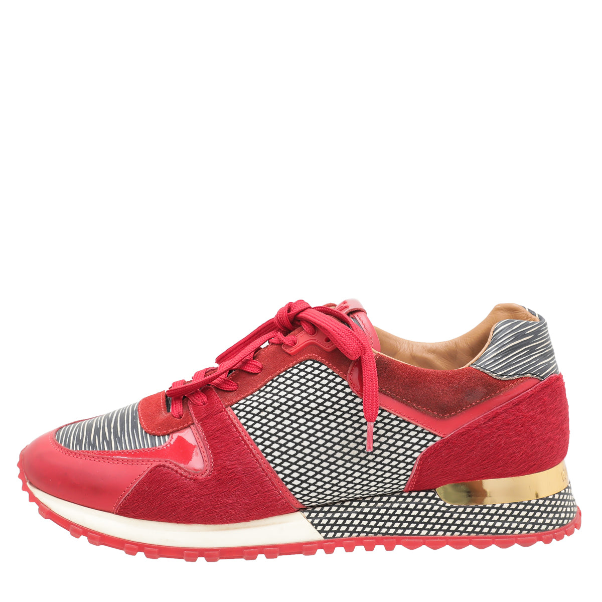 Louis Vuitton Red textile Run Away Sneaker 38.5-Louis Vuitton-THE CLOSET
