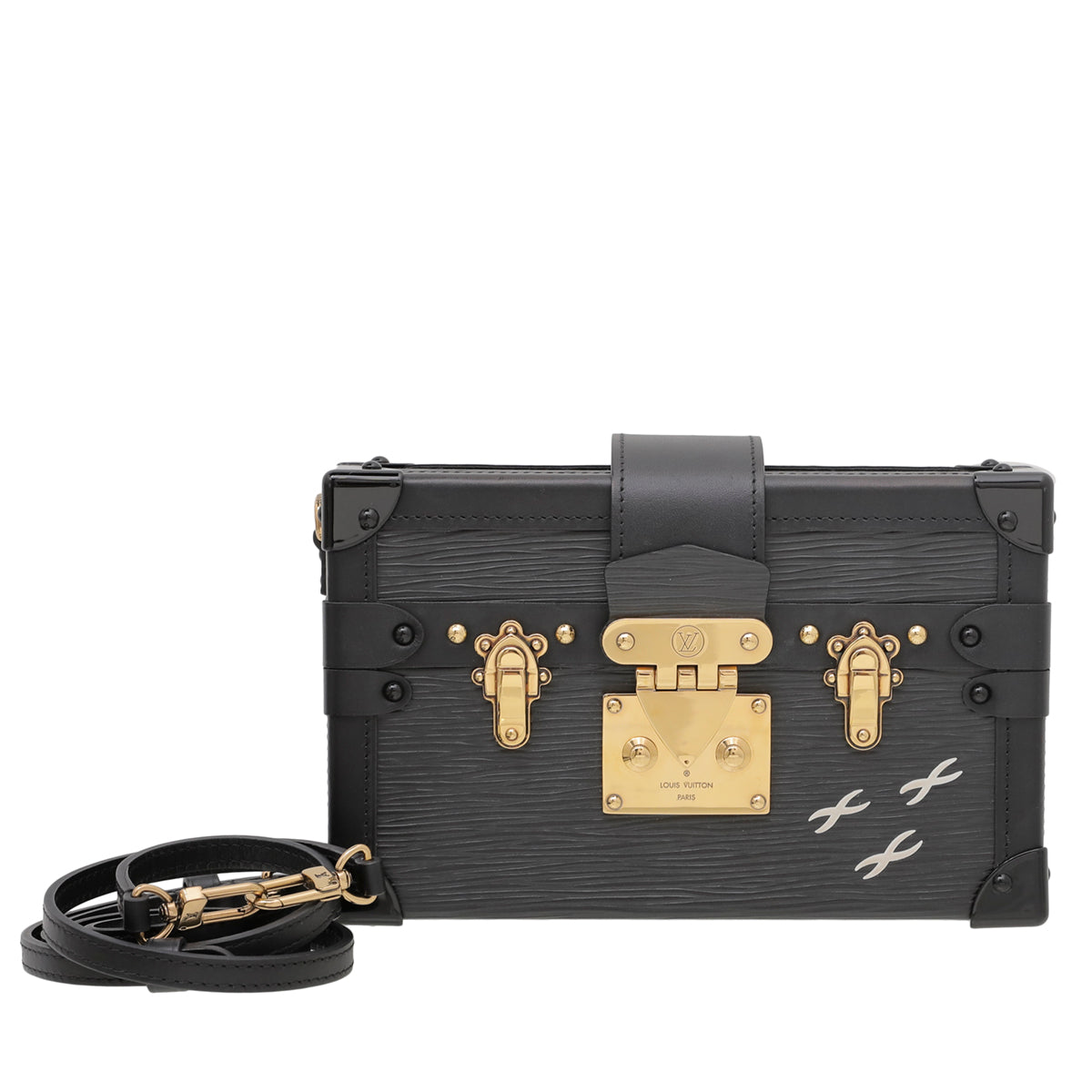 Louis Vuitton Black Petite Malle Bag W- 3 Crosses-Louis Vuitton-THE CLOSET