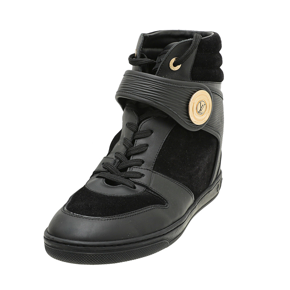 Louis Vuitton Black Suede High Top Wedge Sneakers 40.5-Louis Vuitton-THE CLOSET