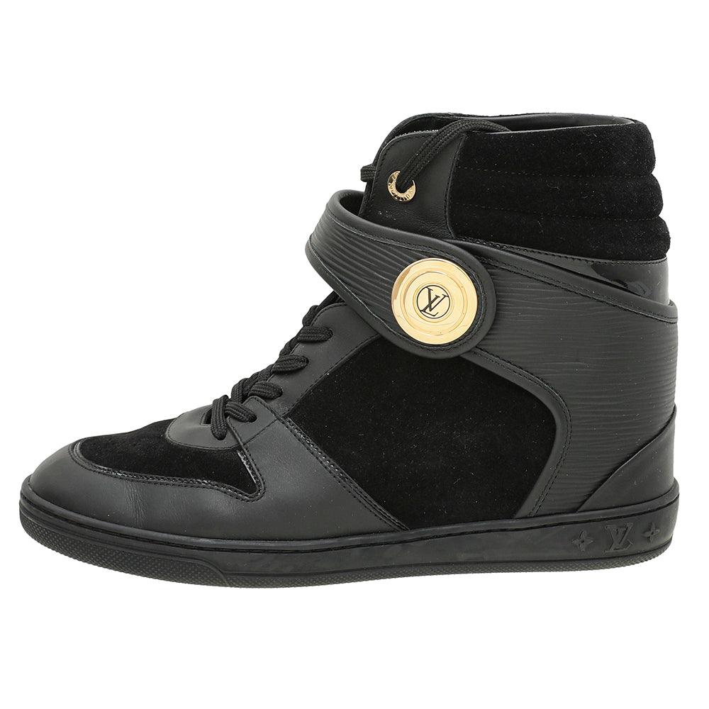 Louis Vuitton Black Suede High Top Wedge Sneakers 40.5
