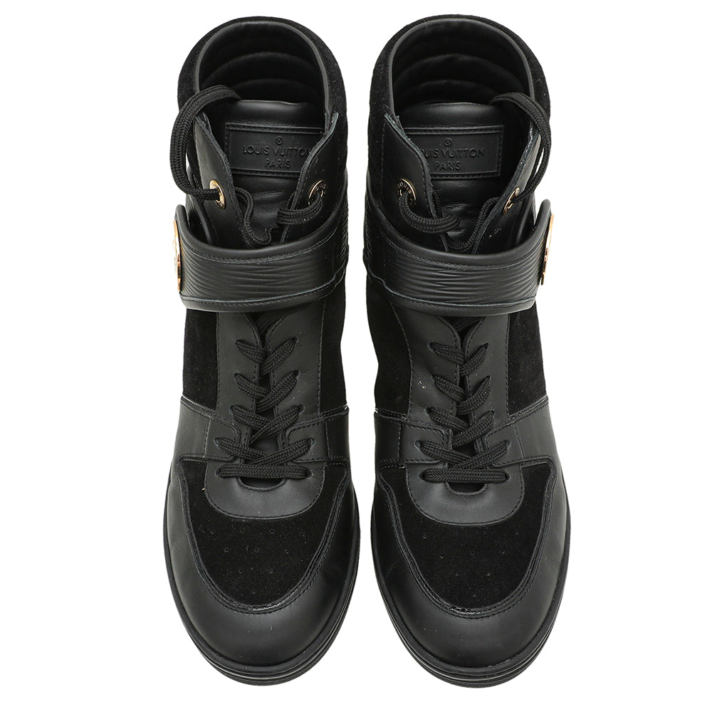 Louis Vuitton Black Suede High Top Wedge Sneakers 40.5-Louis Vuitton-THE CLOSET
