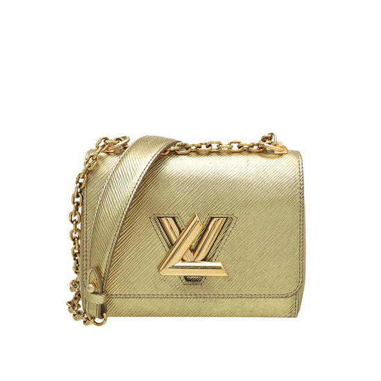 Louis Vuitton Twist and Twisty Handbag Epi Leather PM Gold 140133183