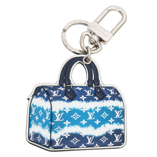 Louis Vuitton Speedy Bag Charm Escale Blue White Key Holder Silver