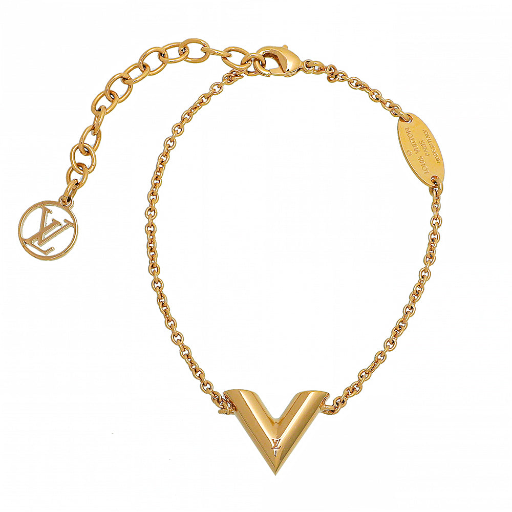 Louis Vuitton Gold Finish Essential V Bracelet-Louis Vuitton-THE CLOSET