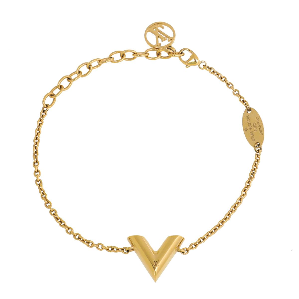 Louis Vuitton Gold Tone Essential V Bracelet-Louis Vuitton-THE CLOSET