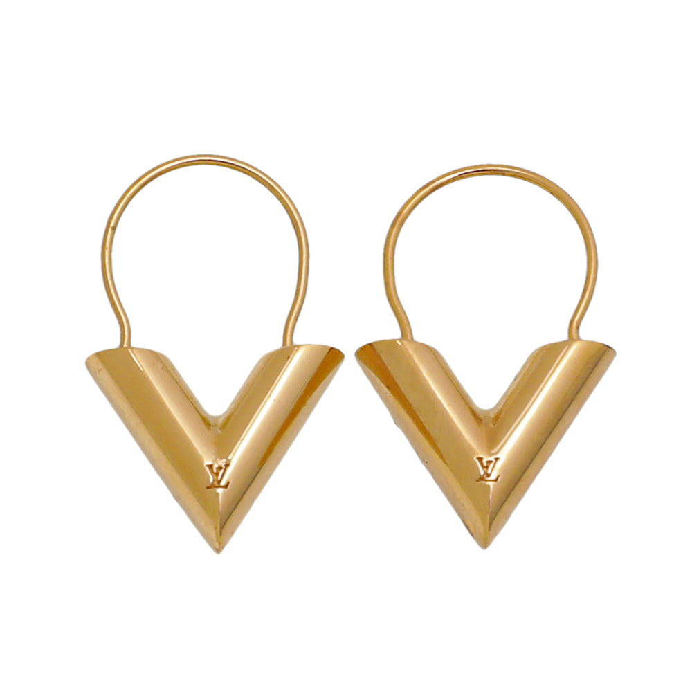 Louis Vuitton Gold Essential V Hoops Earrings