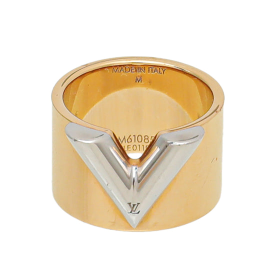 Louis Vuitton Two Tone Essential V Band Ring Size M Louis Vuitton