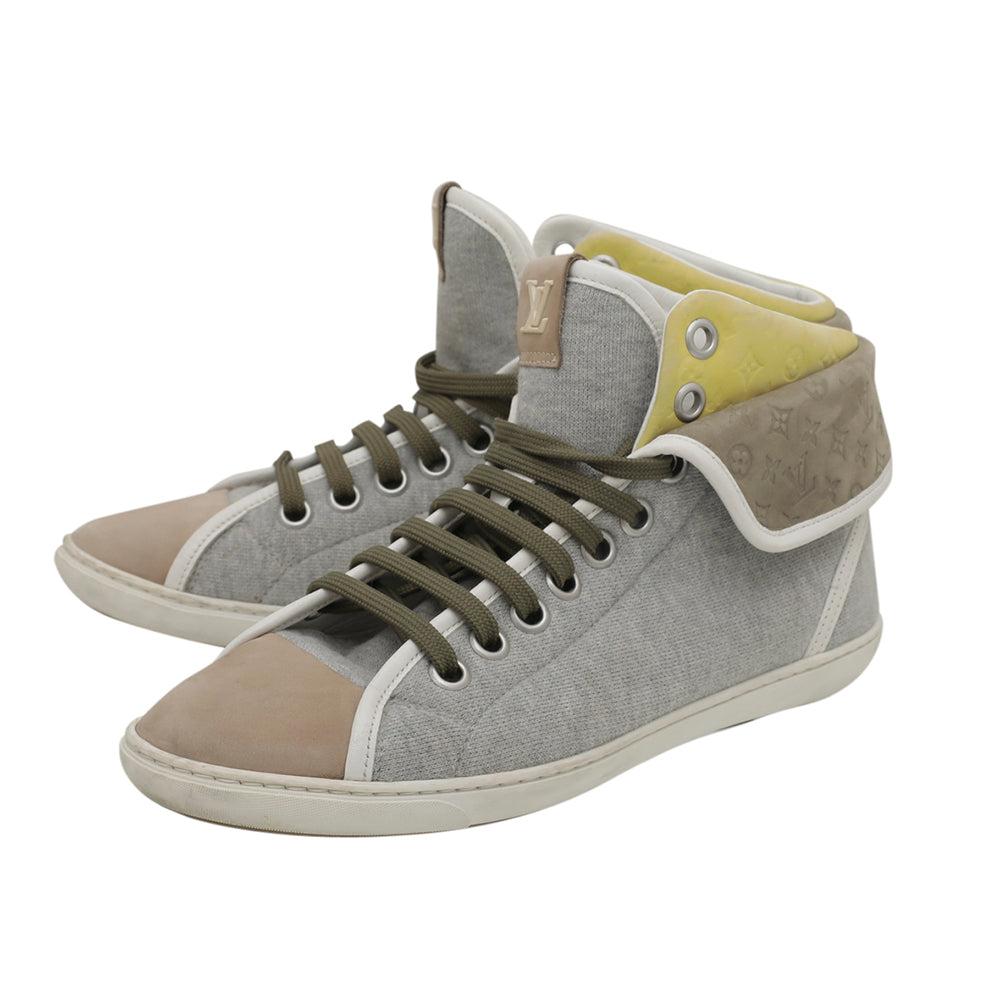 Louis Vuitton Gray Multicolor Fabric Suede Brea Sneaker Boots 36.5