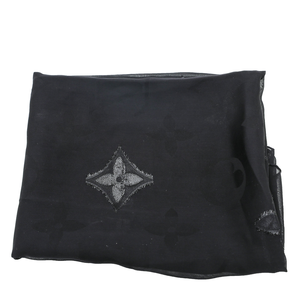 Louis Vuitton Black Fleur De Monogram Sheer Scarf-Louis Vuitton-THE CLOSET