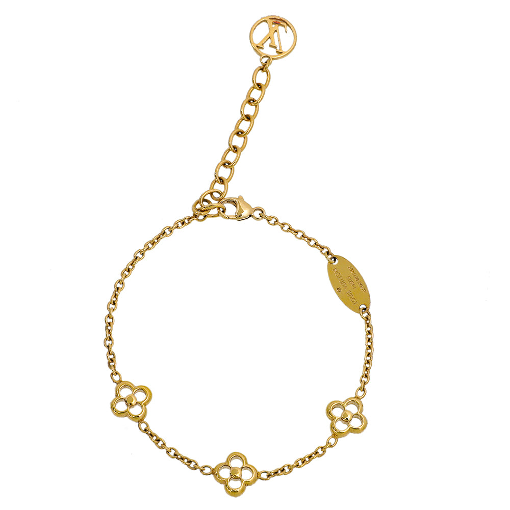 LOUIS VUITTON Bracelet M68127 Monogram Flower Gold Chain