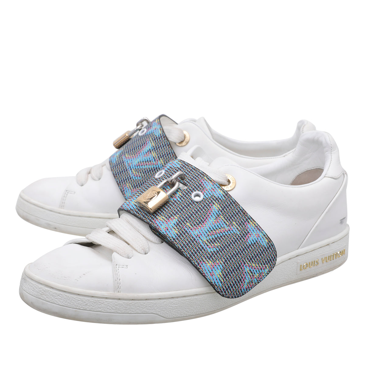Louis Vuitton White Frontrow Lock Sneakers 35-Louis Vuitton-THE CLOSET