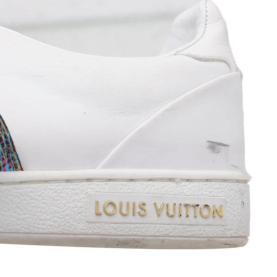 Auth Louis Vuitton Frontline Glitter Leather Sneaker Silver 35(165296