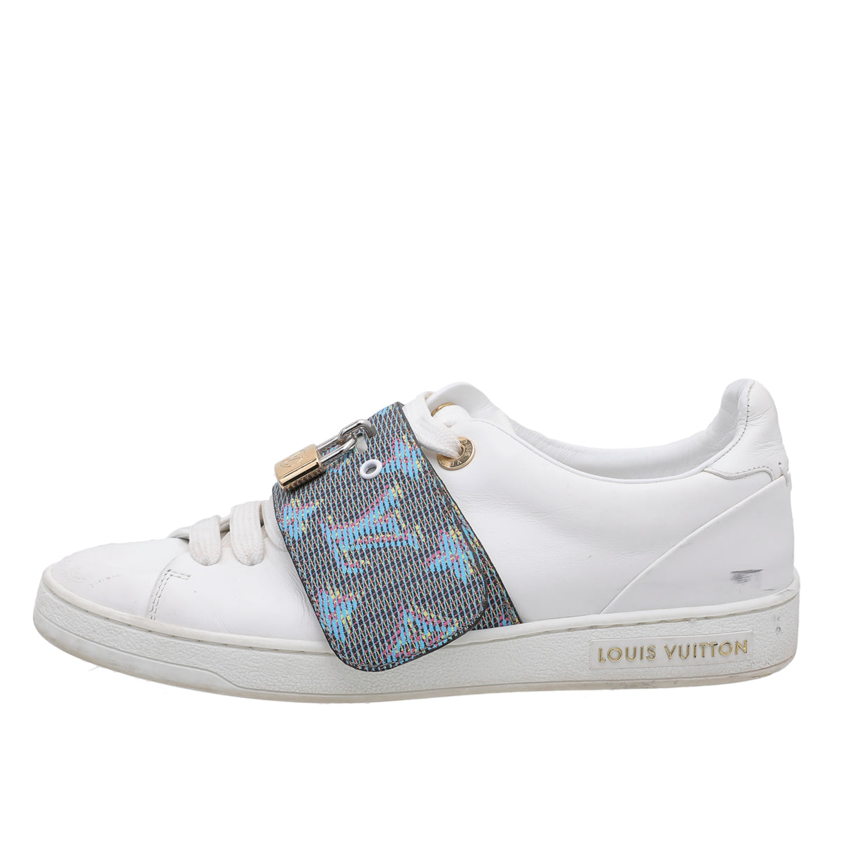 Louis Vuitton White Frontrow Lock Sneakers 35-Louis Vuitton-THE CLOSET