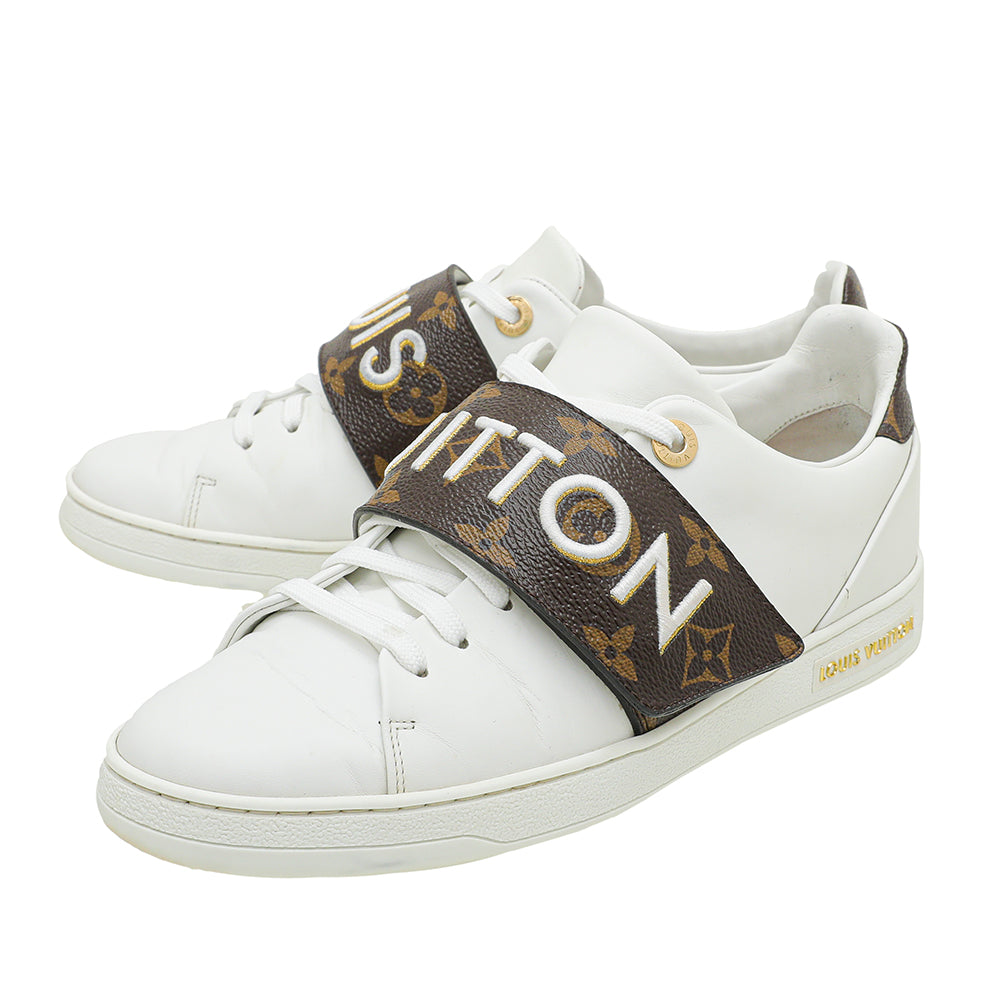 Louis Vuitton White Monogram Frontrow Logo Sneakers 37.5