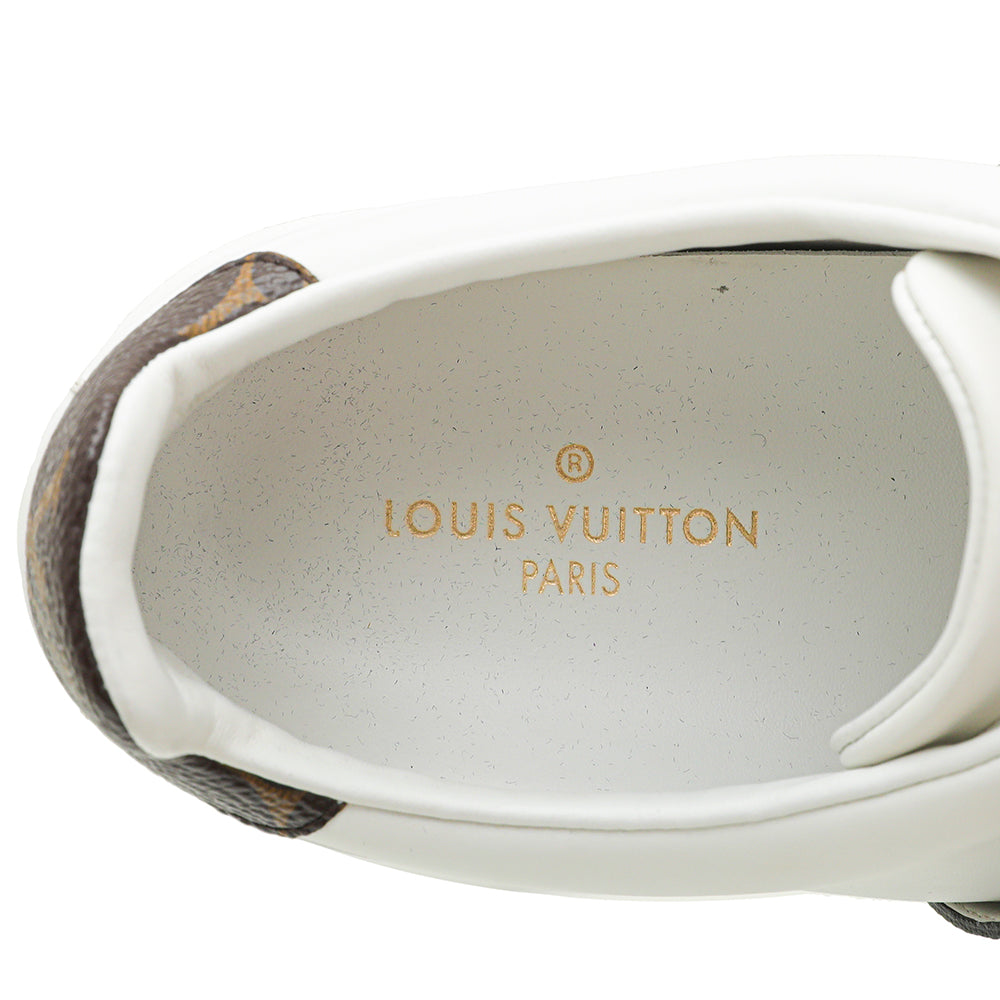 Louis Vuitton LV Logo Monogram White Front Row Lock Leather Sneakers 38