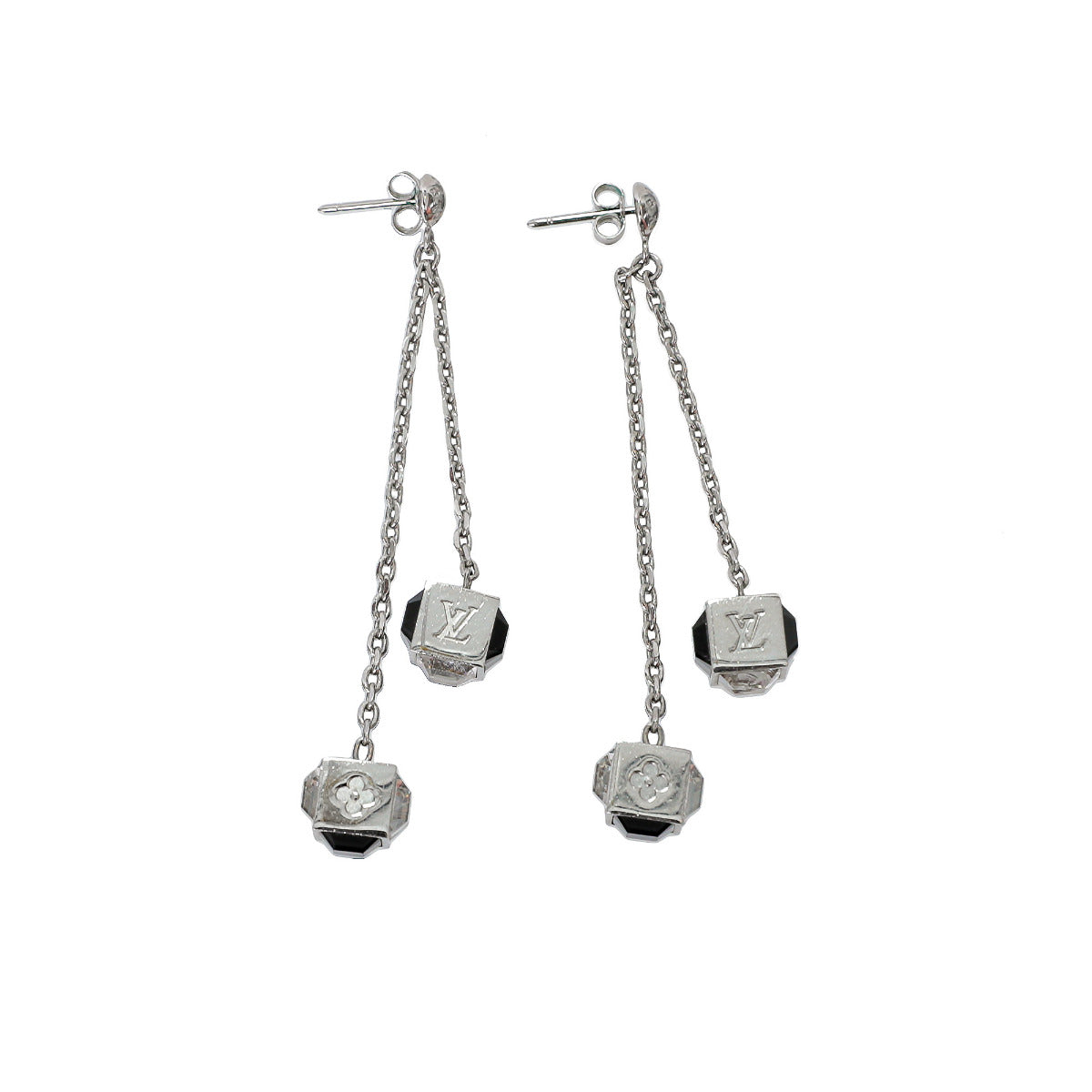 Louis Vuitton Silver Stones Gamble Earrings-Louis Vuitton-THE CLOSET