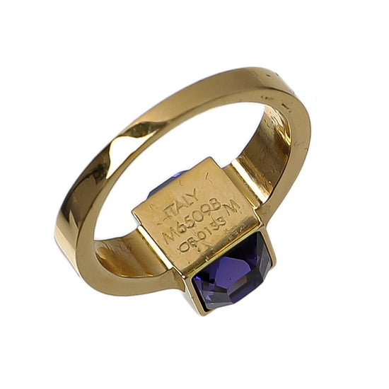 Louis Vuitton Gamble Crystal Gold Tone Ring with Purple & Cognac