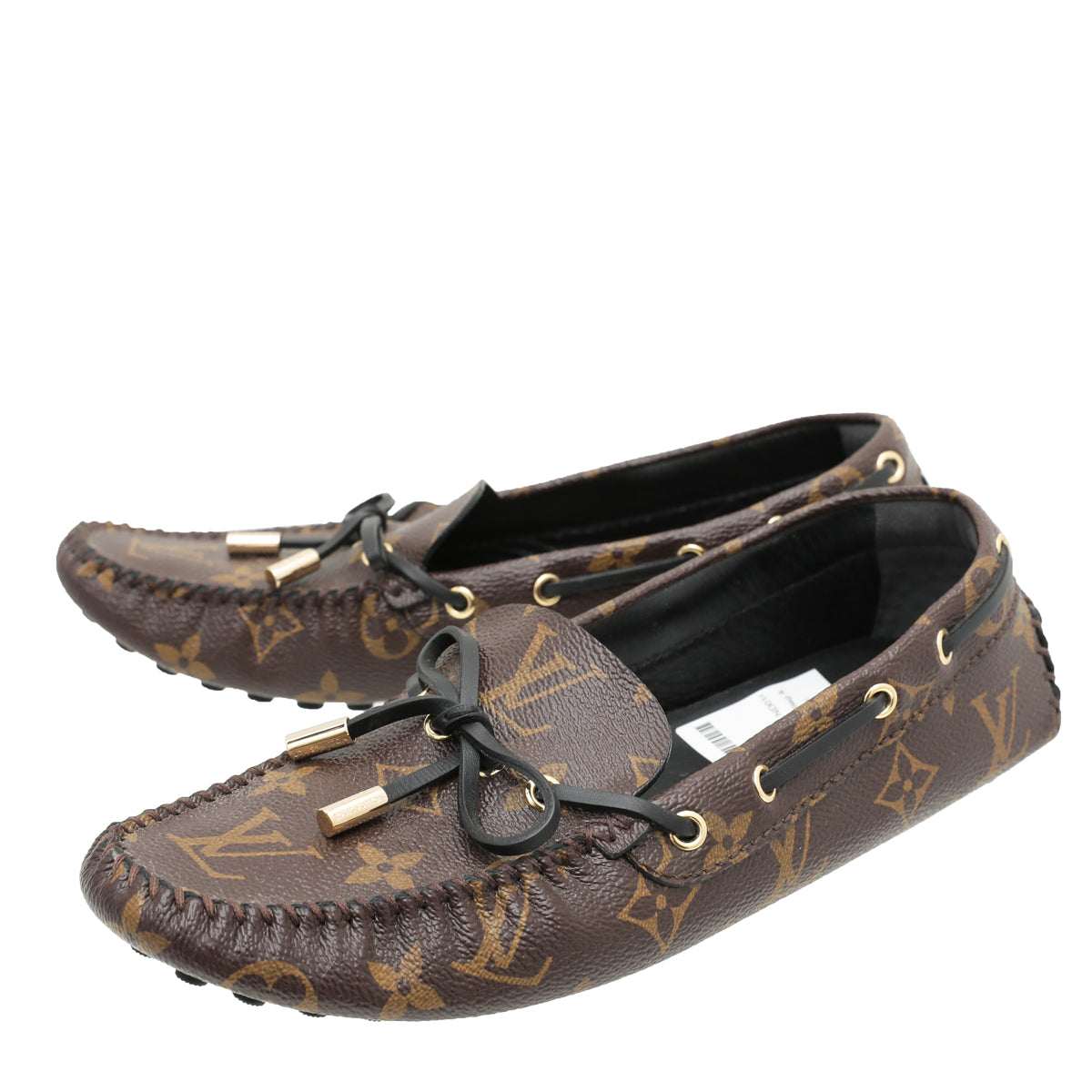 Louis Vuitton Monogram Black Gloria Flat Loafer 38-Louis Vuitton-THE CLOSET