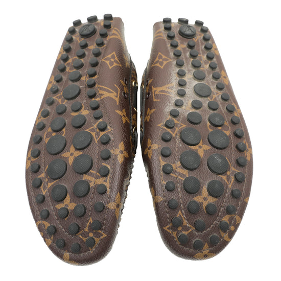 Louis Vuitton Aube Monogram Empreinte Leather Gloria Flat Loafers Size 38