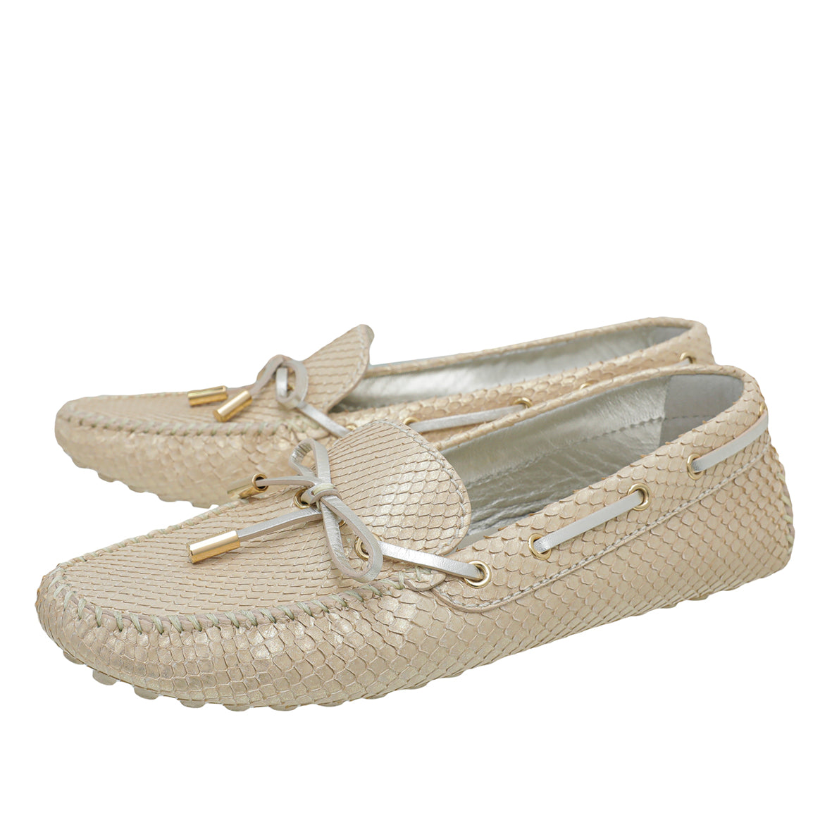 Louis Vuitton Bicolor Gloria Iridescent Python Flat Loafers 37.5-Louis Vuitton-THE CLOSET