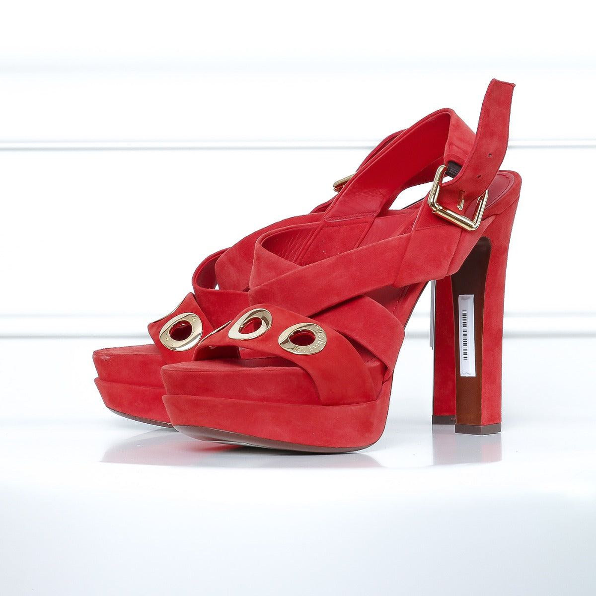 Louis Vuitton Red Golden Hour Suede Sandals Size 40-Louis Vuitton-THE CLOSET